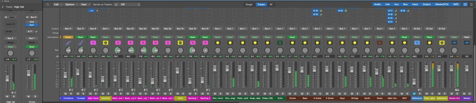 Logic Pro 混音台
